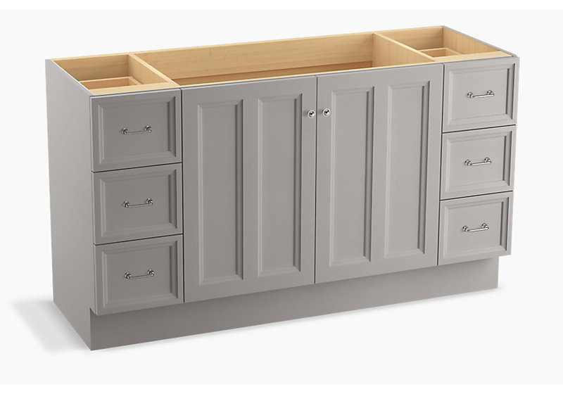 Kohler Damask 60" Vanity Base Only with Toe Kick, 2 Doors and 6 Drawers